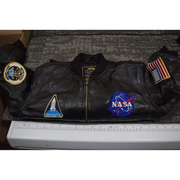 Alpha Industries Inc YOUTH S NASA Leather Bomber Top Gun Pilot Jacket H339 - Picture 1 of 13